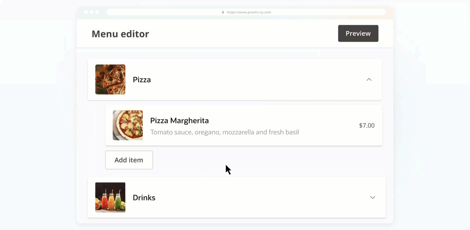 restaurant menu editor